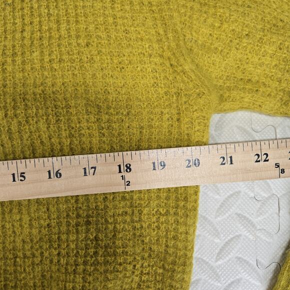 Everlane Alpaca Waffle Knit Polo Sweater Women XXS Mustard Yellow Gold Oversized - Picture 9 of 10